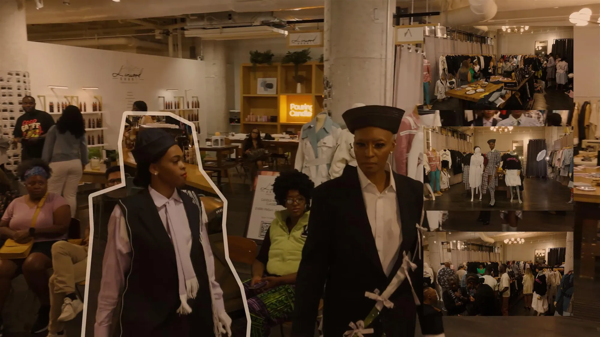 Models presenting Ayşegül Ikna's collection inside the Ponce City Market store
